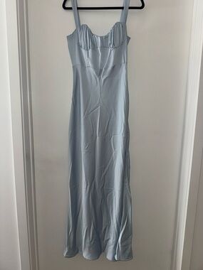 Park & Fifth Light Blue Satin Maxi Dress with Square Bust